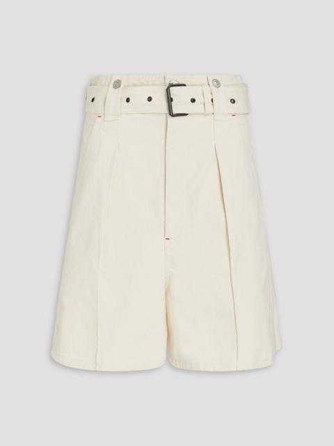 Isabel Marant Delilaz belted pleated cotton-twill shorts