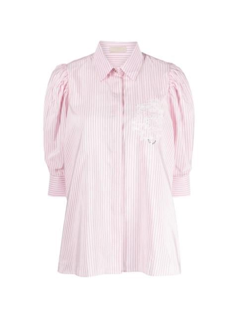 ELIE SAAB logo-embroidered pinstripe shirt