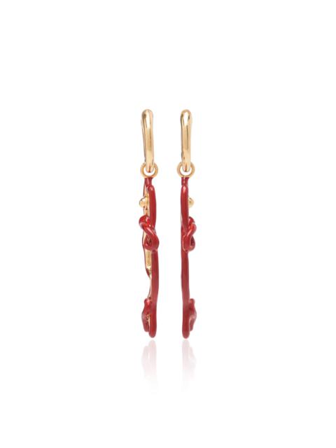 Bottega Veneta Ena 18K Gold-Finish Sterling Silver Earrings red