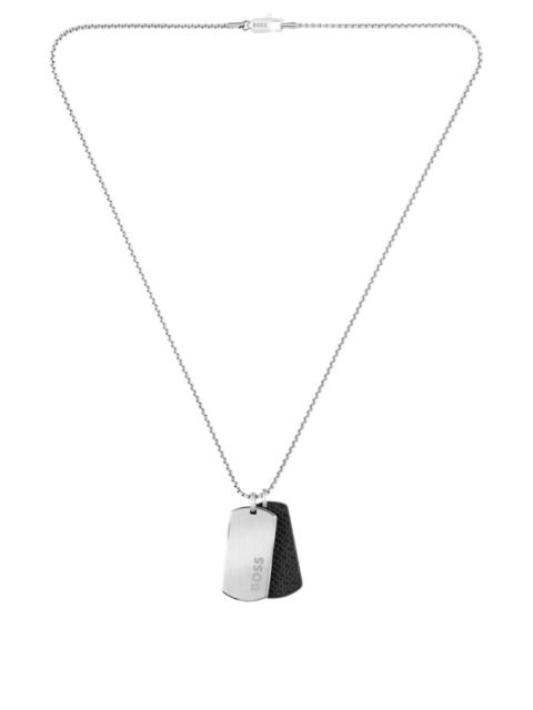 BOSS SILVER-TONE NECKLACE WITH DOUBLE-TAG PENDANT