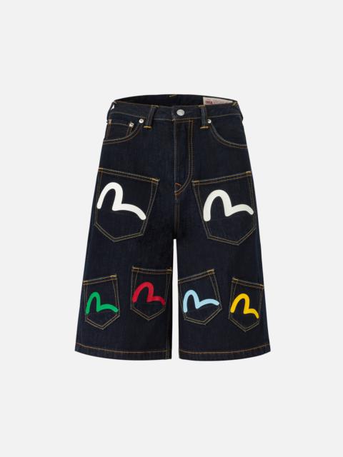 EVISU Multi-Pocket Fashion Fit Denim Shorts