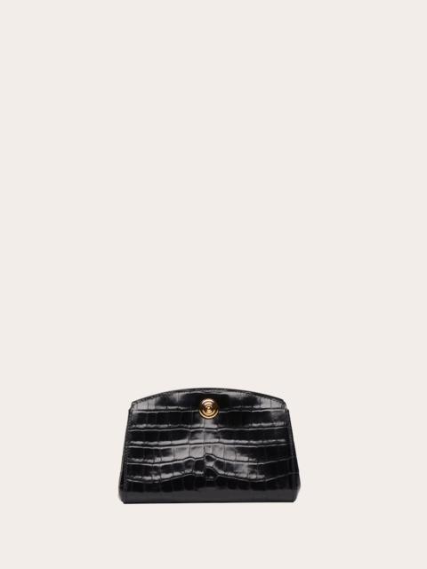 Liffner PUSHLOCK CLUTCH BLACK CROC