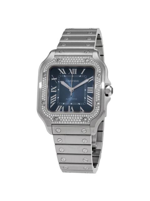 Cartier Cartier Santos Medium Model Automatic Diamond Blue Dial Ladies Watch W4SA0006