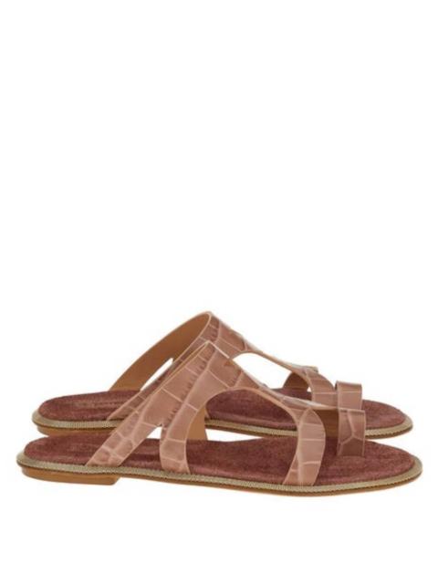 FERRAGAMO Ferragamo Marilu Croc-Embossed Leather Sandals, Size 7 C