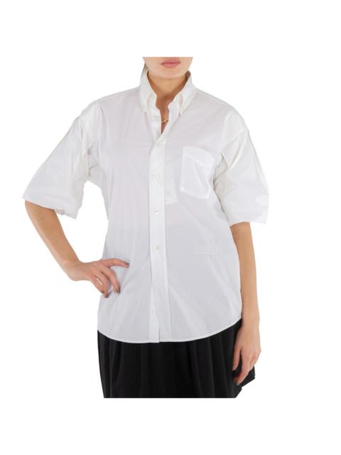 MM6 Maison Margiela MM6  Maison Margiela Ladies White Short-Sleeve Cotton Shirt