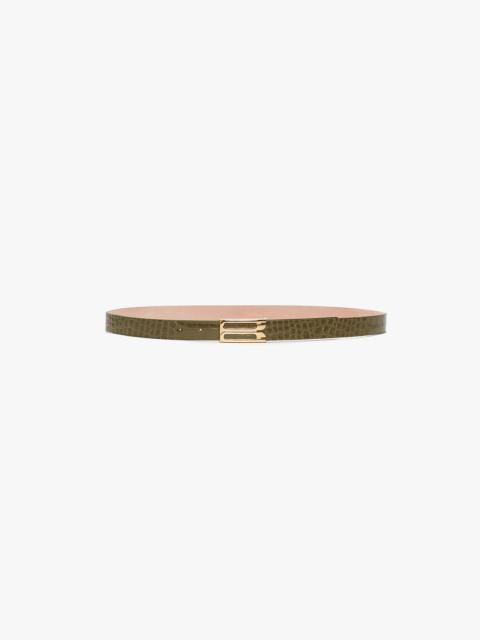 Victoria Beckham Exclusive Frame Belt In Khaki Croc Embossed Calf Leather
