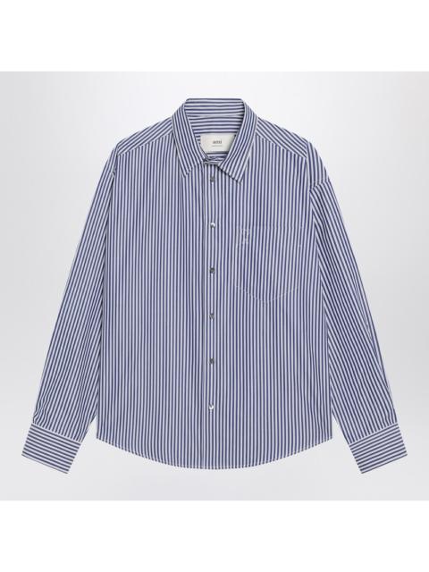 AMI Paris Ami Paris Ami De Coeur Striped Shirt In White And Blue Men