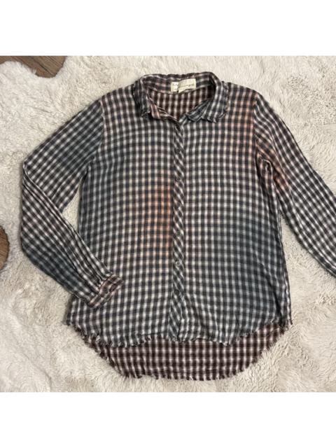 Other Designers Vintage Havana Sprayed Raw Hem Soft Flannel Oversized Button-down Plaid Shirt