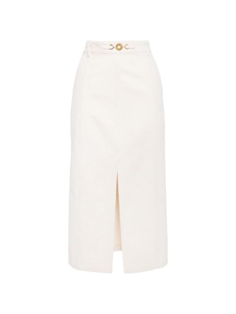 PATOU slit-detail denim midi skirt
