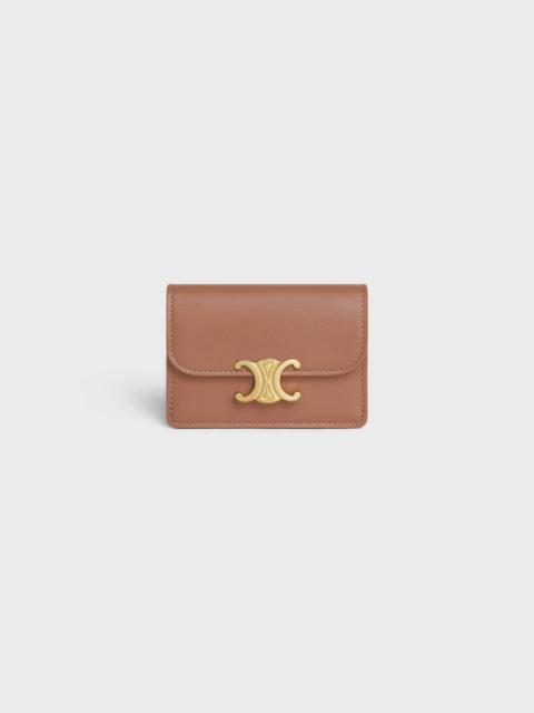 CELINE CARD HOLDER WITH FLAP TRIOMPHE in Shiny calfskin