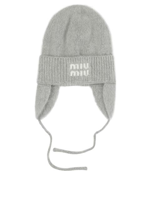 Miu Miu Miu Miu Beanie With Earflaps Grey Women