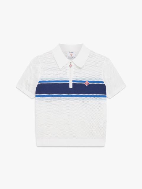 CASABLANCA White & Blue Striped Mesh Top | Casablanca Paris