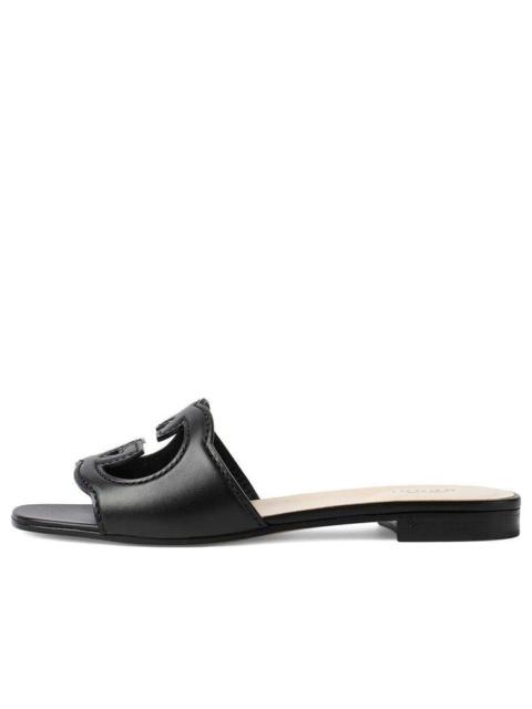 (WMNS) Gucci Interlocking G Shearling Sandals 'Black' 694451-US000-1000