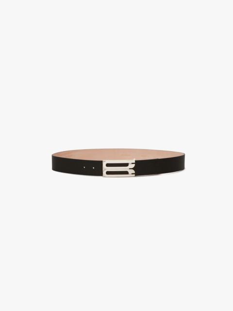 Victoria Beckham Silver Buckle Jumbo Dorian Belt In Black Grained Leather