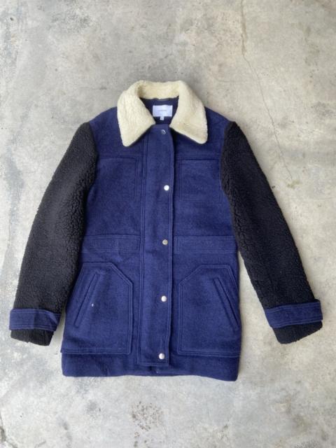 Carven Carven Navy Blue and Black Wool Coat Jacket