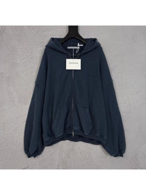 Alexander Wang Alexander Wang Washed Navy Zip Up Hoodie With Graphic Logo