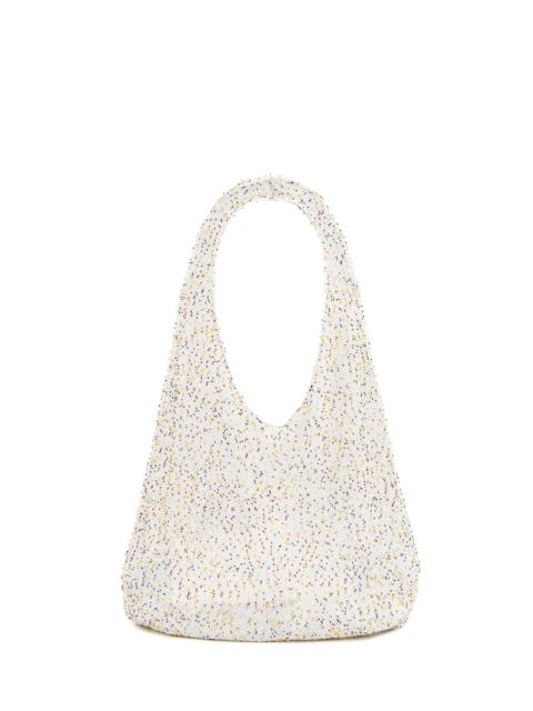 GABRIELA HEARST Manasa Knit Hobo Bag in Ivory Multi Beaded Cashmere