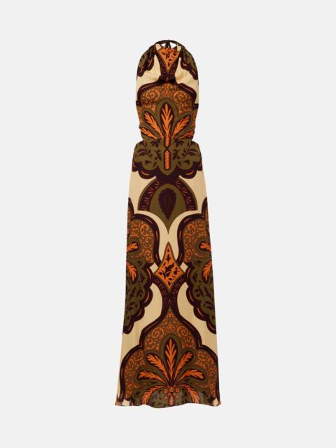 Johanna Ortiz Halterneck printed silk maxi dress