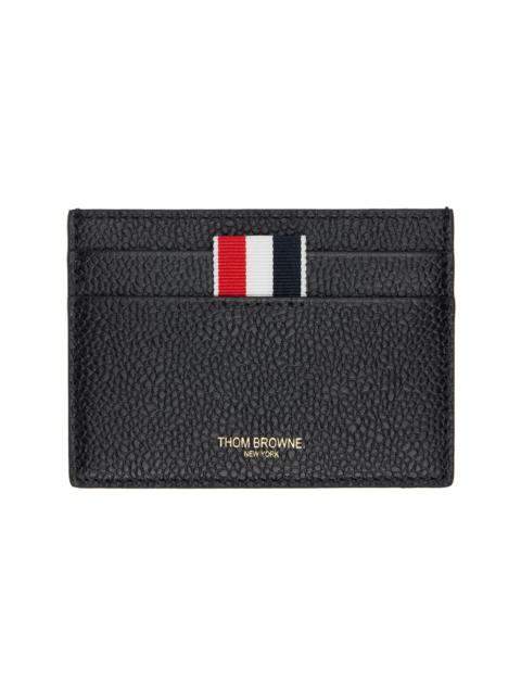 Thom Browne Black Pebble Grain Goose Embroidery Card Holder