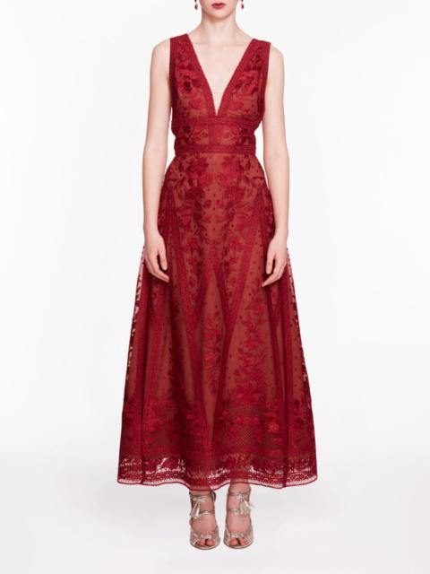 Marchesa SPEAR GARDEN MIDI DRESS