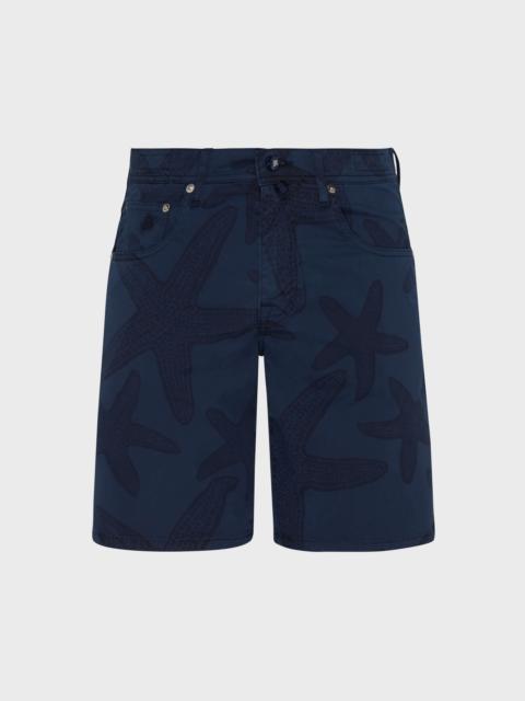 Vilebrequin Men Bermuda Shorts Starfish Darkening Printed Gabardine