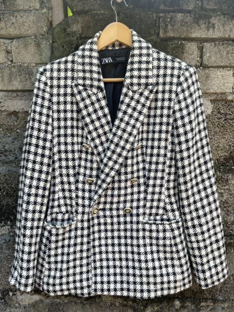 Other Designers ZARA Houndstooth Double Breasted Blazer w/ Gold Buttons