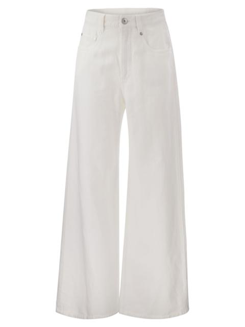Brunello Cucinelli Relaxed Trousers In Garment Dyed Cotton Linen Cover Up