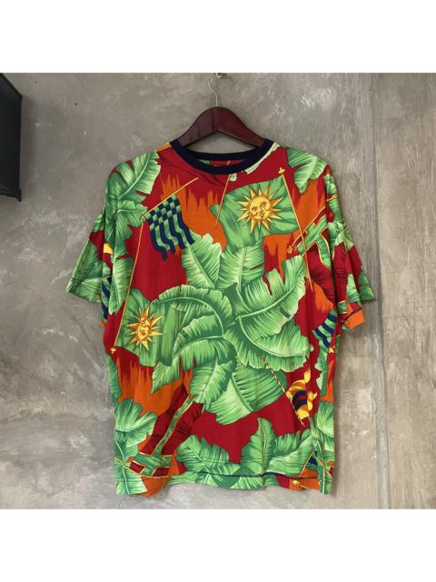 VERSACE Vintage V2 By Versace Tropical Green Sun Flag Hawaiian T Shirt Multcolor Size S