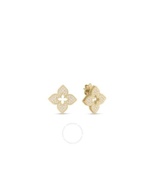 Roberto Coin - Roberto Coin 18K YELLOW GOLD VENETIAN PRINCESS PAVE DIAMOND MEDIUM FLOWER STUD EARRINGS - 7773266AYE