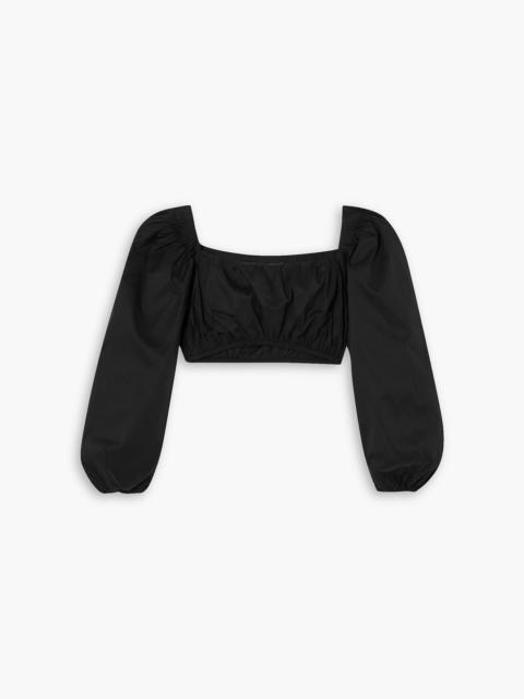 Other Designers Cropped gathered cotton-blend poplin top
