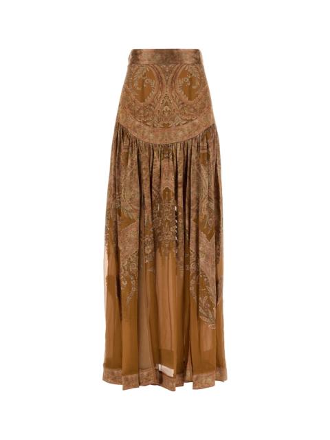 Zimmermann Printed satin Memento skirt
