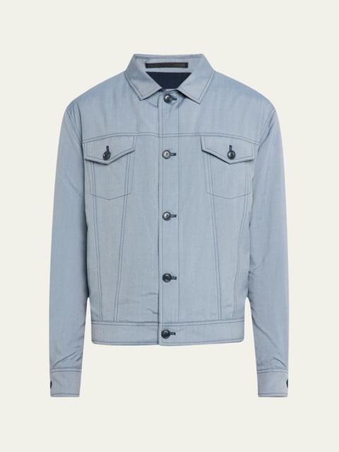 GIORGIO ARMANI Men's Silk Denim Blouson Jacket