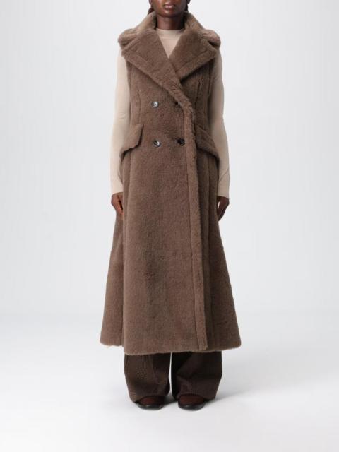 Max Mara Max Mara Women Double-Breasted Long Flared Vest Max Mara In Alpaca, Wool And Silk Blend