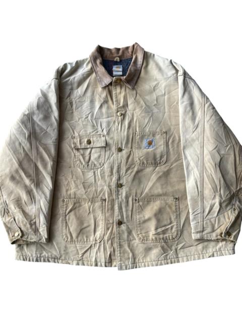 Carhartt 90s Carhartt Blanket Lined Chore Jacket Tan Faded Distressed