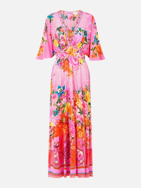 CAMILLA WAISTED DRESS WITH HEM RUFFLE