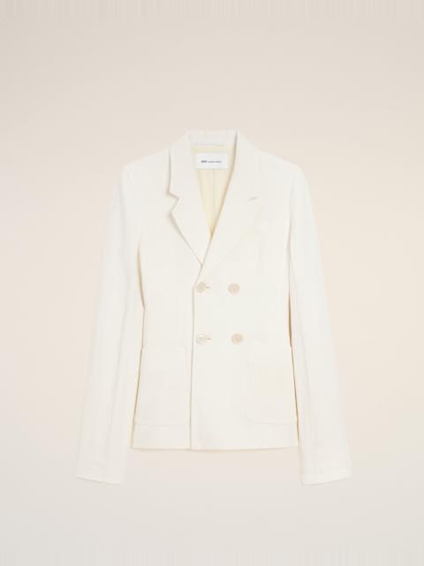 AMI Paris WHITE LINEN DOUBLE BREASTED BAR JACKET