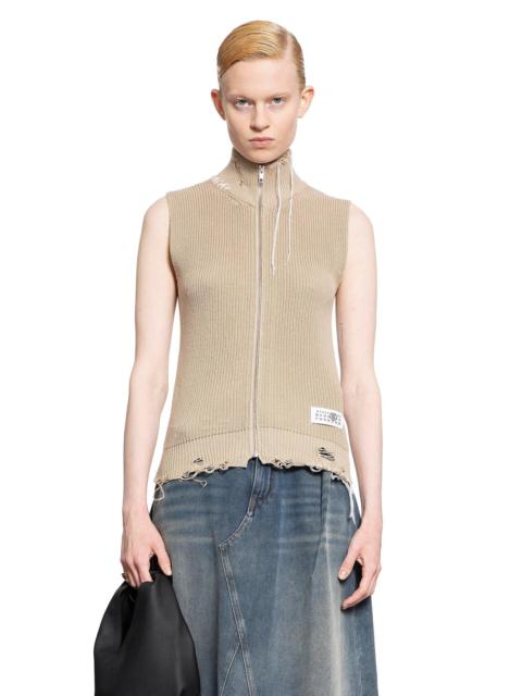 MM6 Maison Margiela Distressed-Cotton-Knit-Gilet