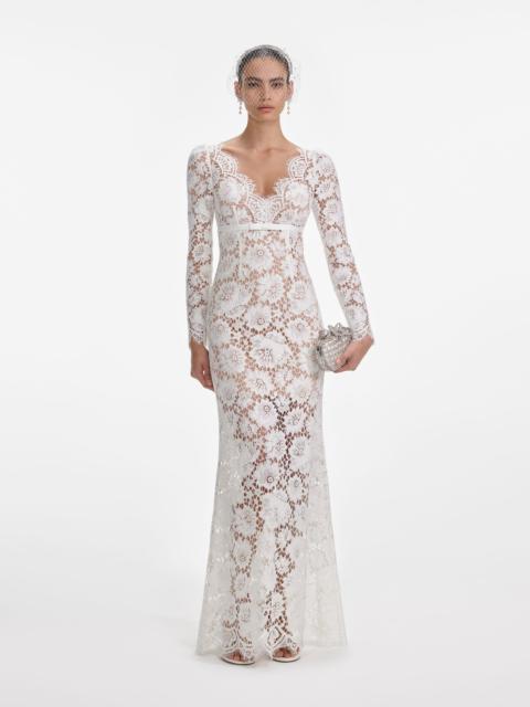 self-portrait White Floral Lace Maxi Dress