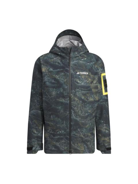 adidas adidas National Geographic Allover Print RAIN.RDY Jacket Asia Sizing 'Silver Pebble' IS9511