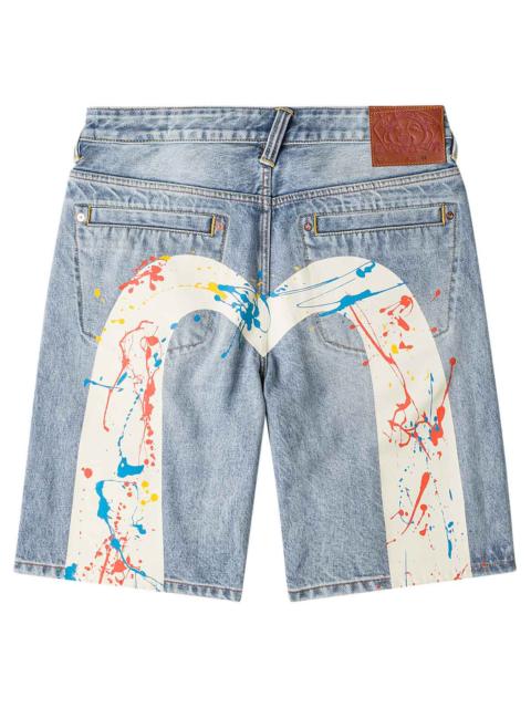EVISU Daicock Spray Dye Denim Shorts