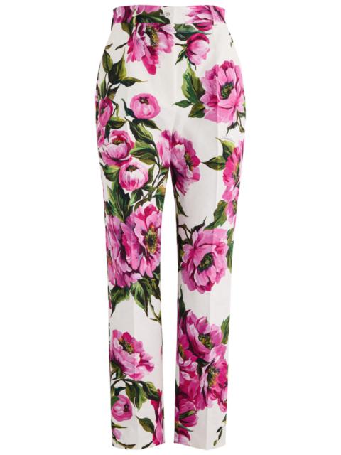 Dolce & Gabbana Floral-print Stretch-cotton Trousers