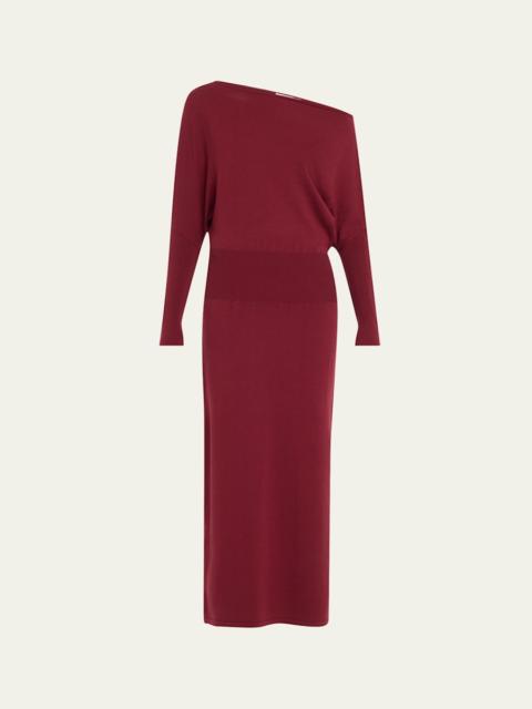 SIMKHAI Janese One-Shoulder Wool-Blend Midi Dress