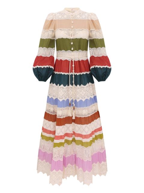 Zimmermann INDRA LACE STRIPE MAXI DRESS
