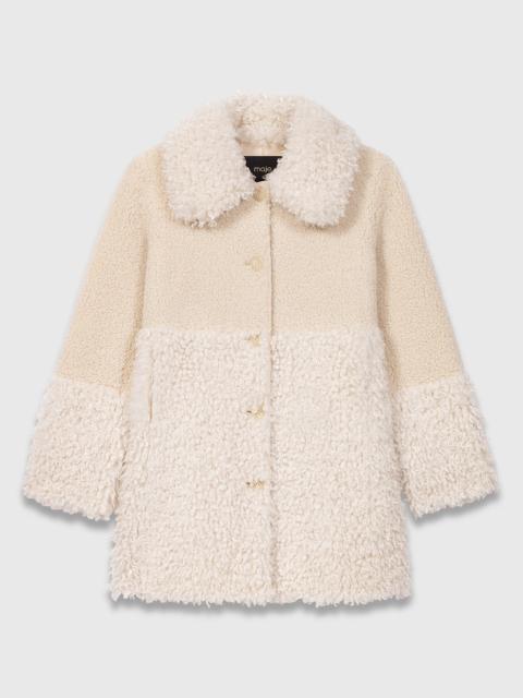 maje Long faux fur coat