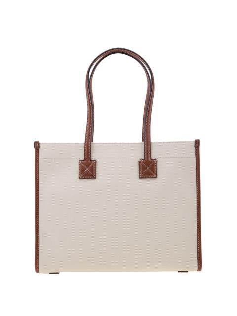Burberry Burberry Freya Small Two-tone Canvas And Leather Tote In Natural/Tan