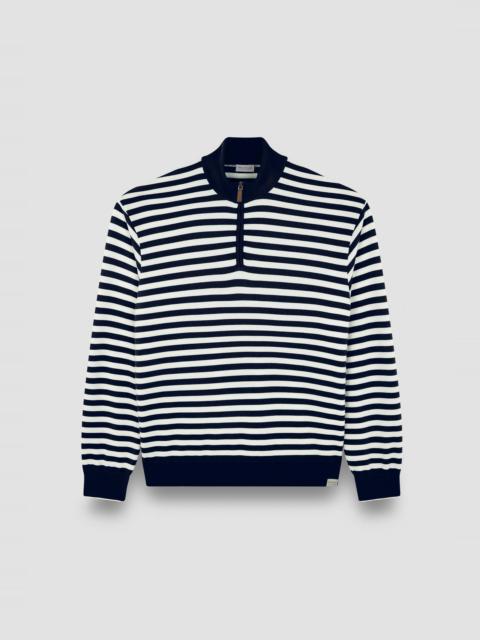 Paul & Shark STRIPED WOOL CASHMERE HALF ZIP SWEATER