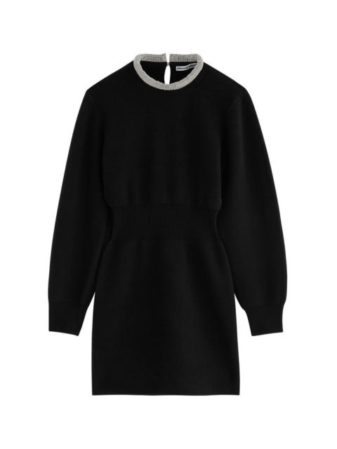 Alexander Wang Crystal-embellished Wool-blend Mini Dress