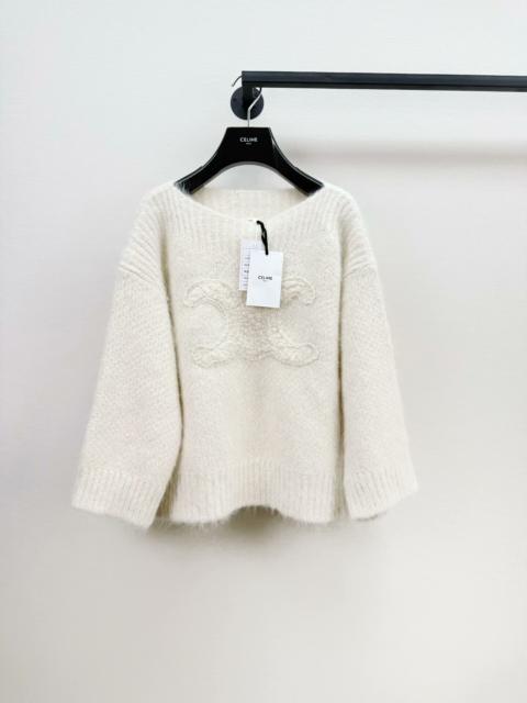 CELINE Celine Triomphe Wool Knitwear Sweater In White