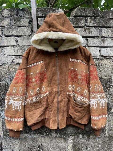 Other Designers Vintage Moda italiana Dragon Trading Suede Leather Jacket