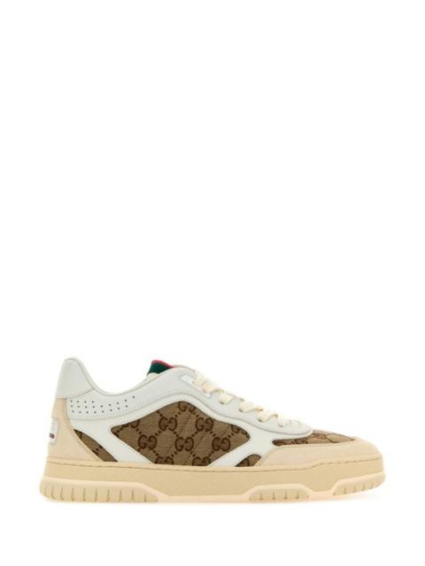 Gucci Woman Multicolor Leather And Gg Supreme Fabric Re-Web Sneakers